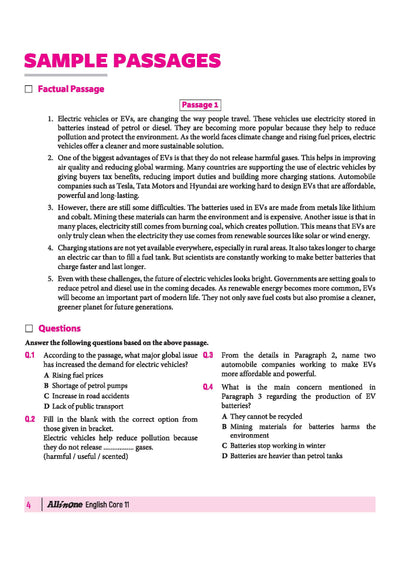 All in One English Core Class 11 CBSE 2026-27 Table of Contents