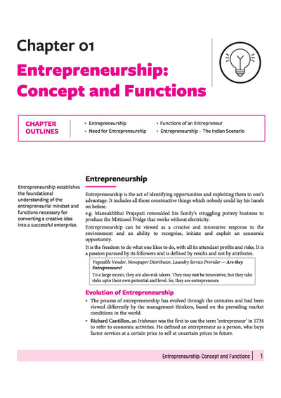 All in One Entrepreneurship Class 11 Table of Contents