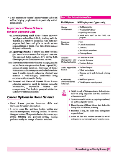 All in One Home Science Class 11 CBSE 2026-27 Table of Contents