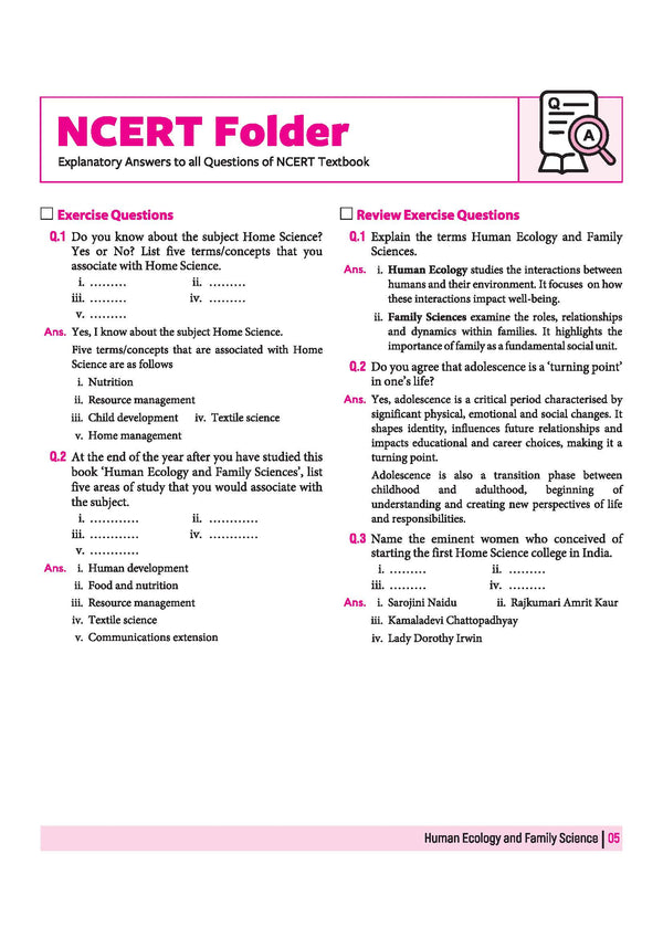 All in One Home Science Class 11 CBSE 2026-27 Table of Contents