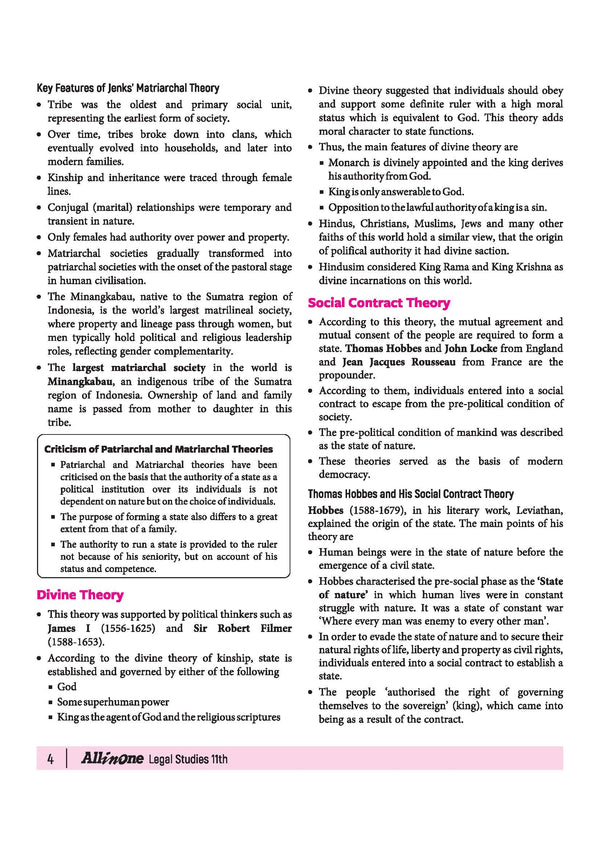 All in One Legal Studies Class 11 Table of Contents