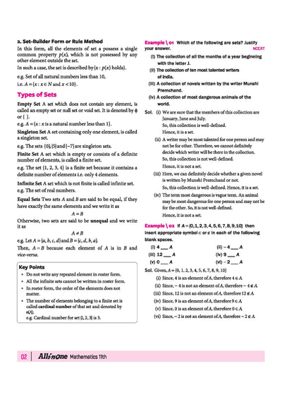 All in One Mathematics Class 11 Table of Contents