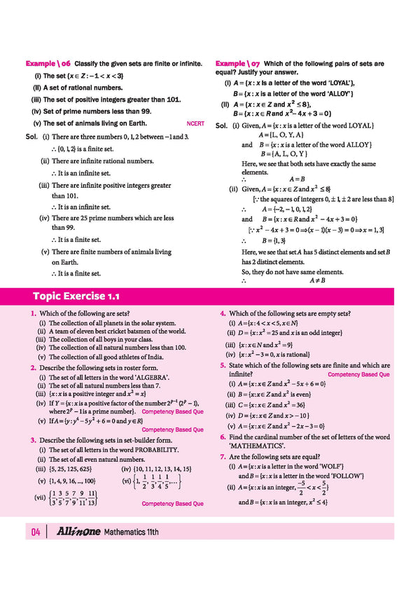 All in One  Mathematics Class 11 for CBSE Exam 2026-27 | NCERT Based Complete Theory, Practice Exercises, CBQs, A-R, Sample Papers & Mind Maps | Revised Edition as per Latest Syllabus