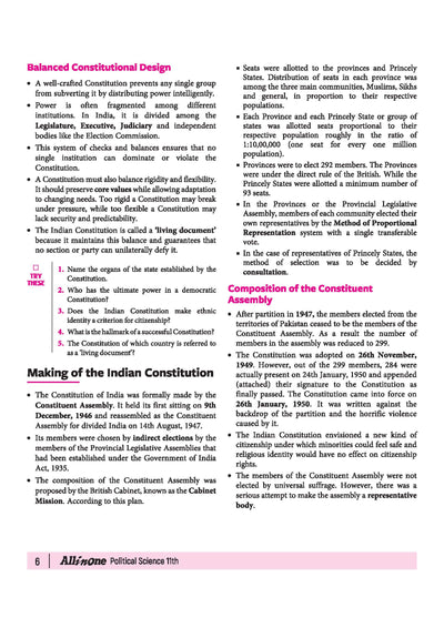 All in One Political Science Class 11 Table of Contents