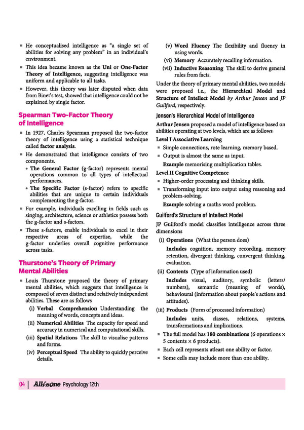 All in One Psychology Class 12 Table of Contents