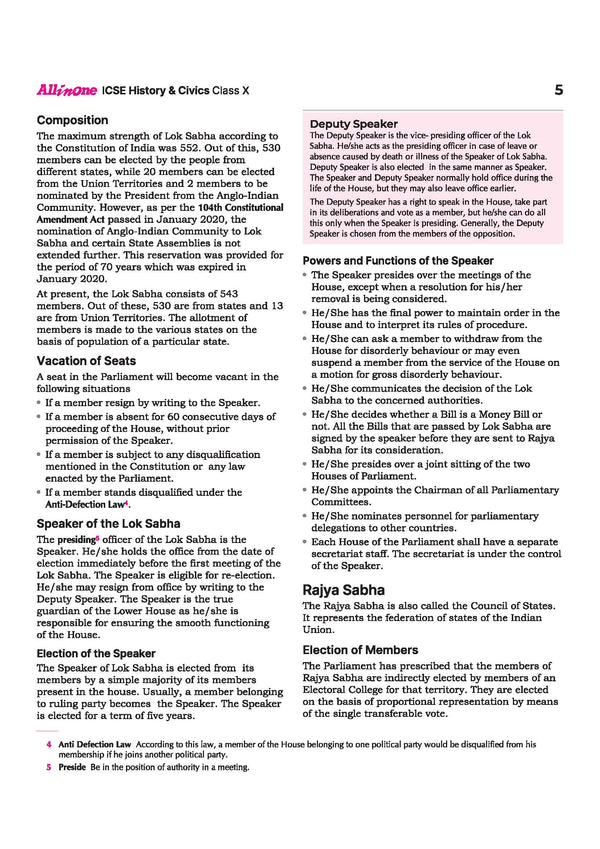 ICSE Class 10 History Civics All in One book table of contents