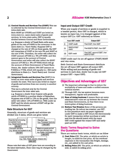 ICSE Class 10 Mathematics All in One book table of contents