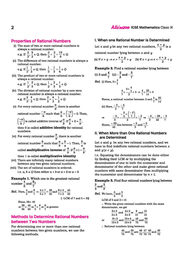 ICSE Class 9 Mathematics All in One book table of contents