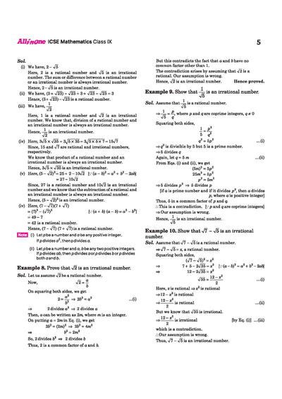 ICSE Class 9 Mathematics All in One book table of contents