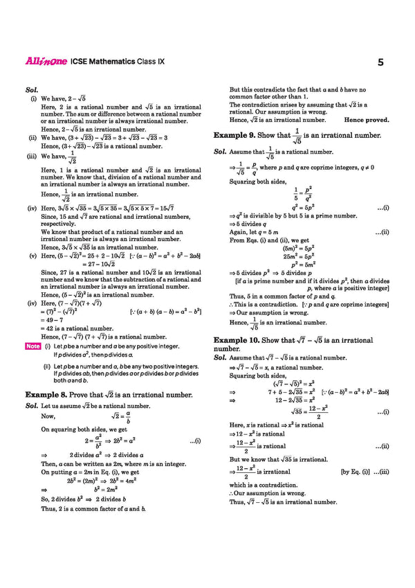 ICSE Class 9 Mathematics All in One book table of contents