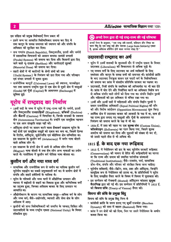 Arihant Class 10 Samajik Vigyan Itihas index covering Europe mein Rashtravad ka Uday, Bharat mein Rashtravad, and Audhogikaran ka Yug