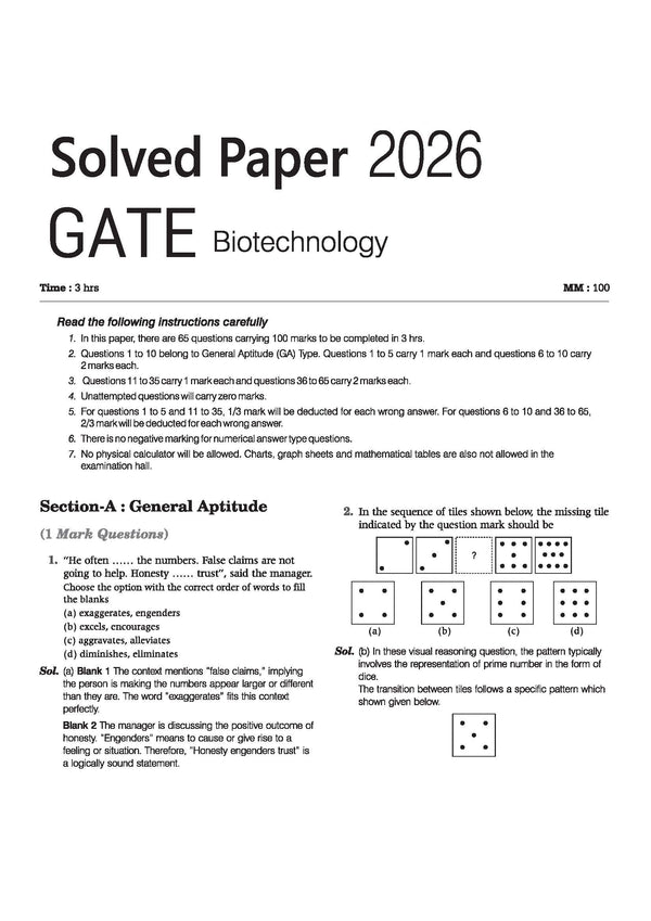 GATE Biotechnology Chapterwise Solved Papers 2026–2000 with 10 Mock Papers |Chapterwise & Yearwise Detailed Explanations as per GATE Pattern