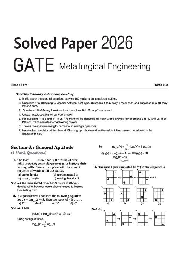 GATE Metallurgical Engineering Chapterwise Solved Papers 2026–2000 |Chapterwise & Yearwise Detailed Explanations as per GATE Pattern