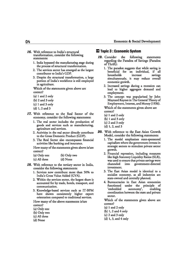 Arihant Ignite Topicwise MCQs Economics and Social Development Chapter 1 sample page featuring Assessment Round questions on basic concepts of economics opportunity cost versus sunk cost and the Indian gig economy