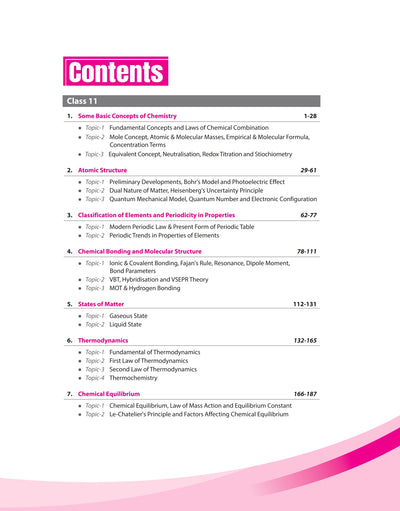 JEE Advanced JEE Main Chemistry PYQ Bank table of contents