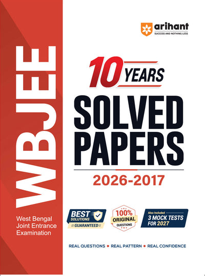 WBJEE Engineering Entrance Exam 2027 | 10 Years Solved Papers (2026–2017) | 100% Original Questions with Detailed Solutions | 3 Mock Tests for 2027 