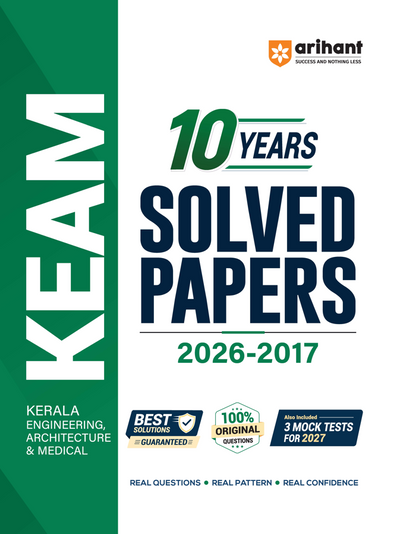 KEAM Engineering Entrance Exam 2027 | 10 Years Solved Papers (2026–2017) | 100% Original Questions with Detailed Solutions | 3 Mock Tests for 2027 