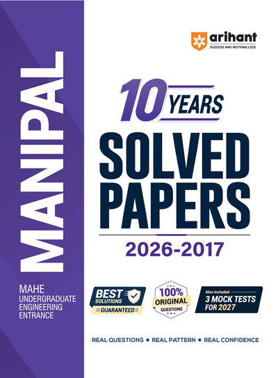 MANIPAL Engineering Entrance Exam 2027 | 10 Years Solved Papers (2026–2016) | 100% Original Questions with Detailed Solutions | 3 Mock Tests for 2027 
