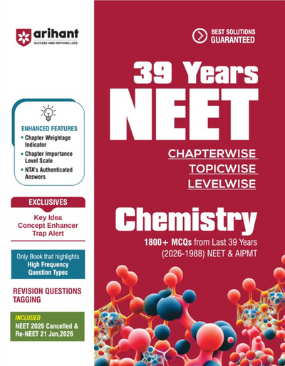 Combo (Set of 3 Books) 39 Years NEET (2026–1988) PCB PYQ Question Bank Set: Physics, Chemistry & Biology | Chapterwise, Topicwise & Levelwise PYQs with NTA Authenticated Solutions & Re-NEET 2026 Paper