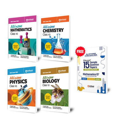 Combo of ICSE All in One Class 10th Exam 2026 | Physics, Chemistry, Mathematics & Biology | With Free Class 10th Mathematics I-Succeed Sample Paper