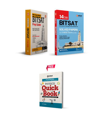 Combo of BITSAT 2025 | Study Guide & Solved Paper + 5 Mock Test | With Free Physics Quick Book | English Medium