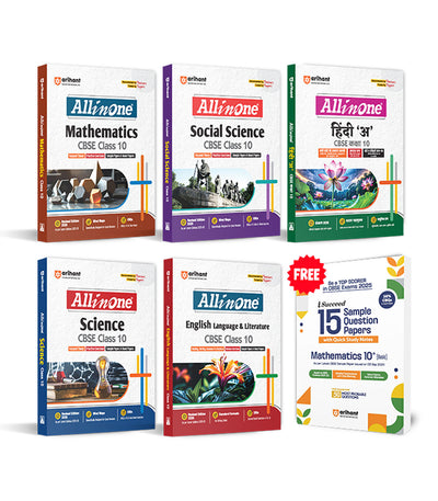 Combo of CBSE All in one Class 10th 2026 | Mathematics, Science, Social Science, English Language & Literature & Hindi 'A' | With Free 10th Isucceed Sample Paper Mathematics
