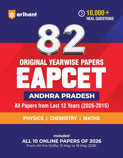 Andhra Pradesh EAPCET 2027 | 12 Years Solved Papers 2026–2015 | 82 Original Yearwise Papers | Physics, Chemistry & Maths | All 10 Online Papers of 2026 | Detailed Solutions