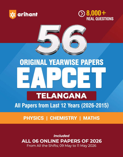 Telangana EAPCET 2027 | 12 Years Solved Papers 2026–2015 |56 Original Yearwise Papers | Physics, Chemistry & Maths | All 10 Online Papers of 2026 | Detailed Solutions
