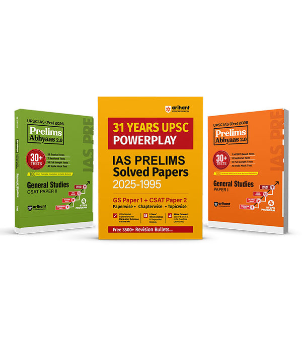 Combo of UPSC IAS Prelims 2026 General Studies Paper I & II with 31 Year Solved Papers| Prelims Abhyas 2.0 | English Medium