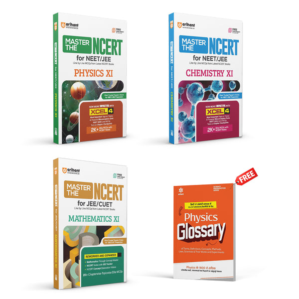 Combo of Master the Ncert  Physics,  Chemistry & Mathematics Class 11th | For JEE & CUET 2026 | With Free Physics Glossary | English Medium
