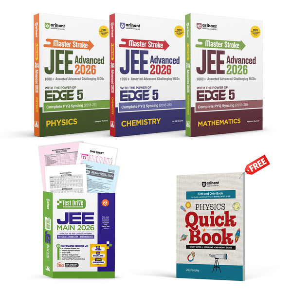 Combo of Master Stroke JEE Main & Advance + Test Drive Exam 2026 | Physics, Chemistry & Mathematocs | English Medium
