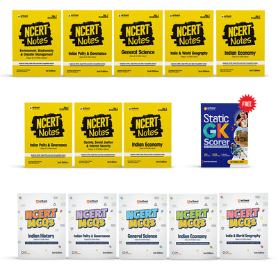 Combo of NCERT Notes &MCQs (Class 6-12) | General Sci., In. & World Geo, In. Economy, In. History, In. polity, W. Histroy, Environment, Biodiversity & Diaster Management,Society, Social Justice & Internal Security | With Free Static GK | English Medium