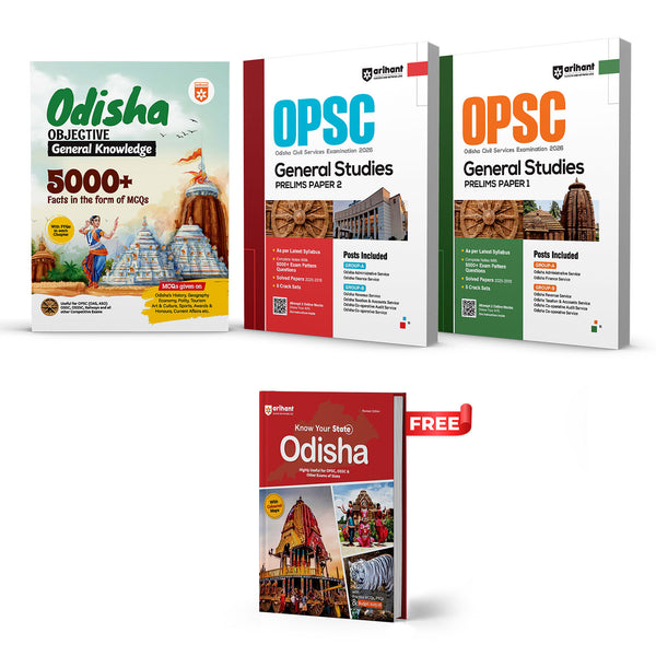 Combo of OPSC Prelims 2026 | Gen. Studies (Paper-1) & Gen. Studies (Paper-2) & Objective General Knowledge | With Free Know Youre State Odisha | English Medium