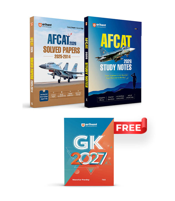 Combo of AFCAT 2026 | 12 Years Solved Papers (2025–2014) & Study Notes | With Free General knowledge 2026 | English Medium