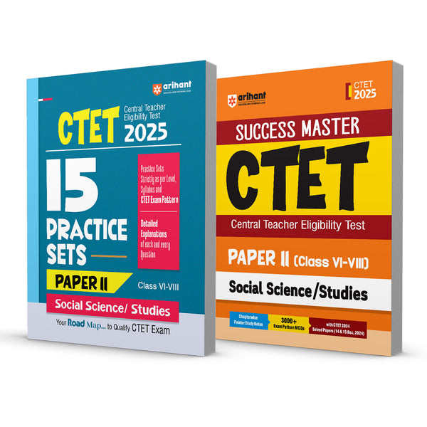 Combo of CTET Social Science / Studies Class VI-VIII (Paper-2) | Study Guide & 15 Practice Sets | English Medium