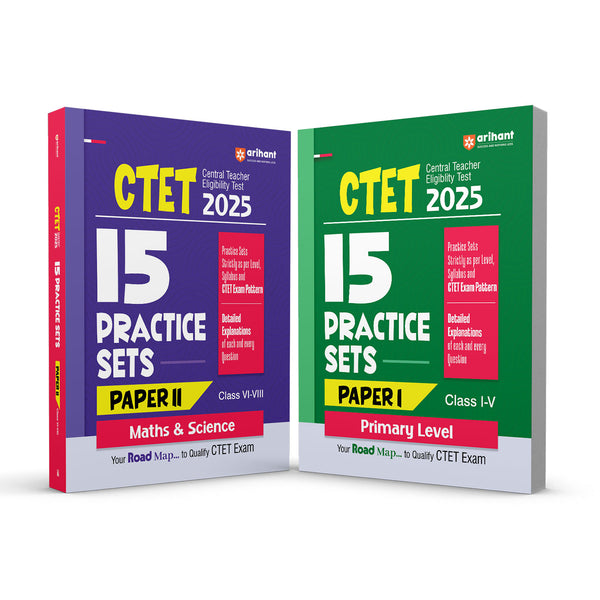 Combo of CTET Class I - V  & VI - VIII (Paper 1 & 2 ) 2025 | Math & Science | 15 Practice Sets | English Medium