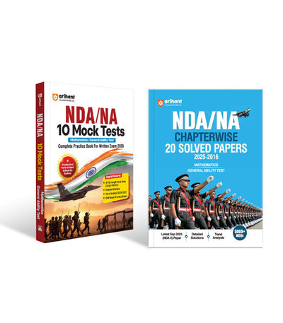 Combo of UPSC NDA/NA 2026 |Chapterwise 20 Solved Papers (2025–2016) & 10 Mock Tests | Mathematics & General Ability Test (GAT) | English Medium
