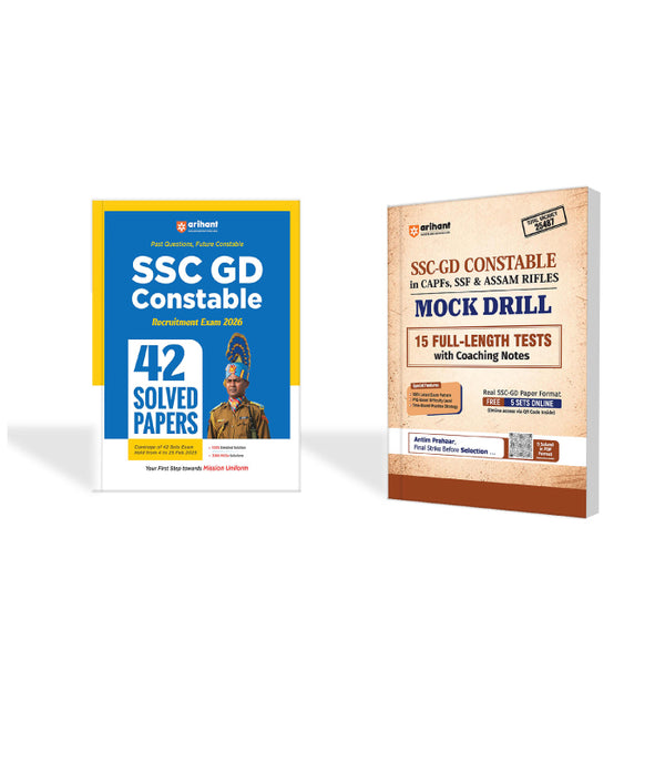 Combo of SSC GD Constable Exam 2026 | 42 Solved Papers-3360 MCQs & 15 Full-Length Tests with Coaching Notes | English Medium