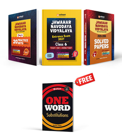 Combo of Jawahar Navodaya Vidyalaya Class 6 Entrance Exam 2027 | Study Guide, 20 Practice Sets with Latest Solved Paper 2026 & Solved Papers (2006–2026) | With Free One Word Substitutions | English Medium
