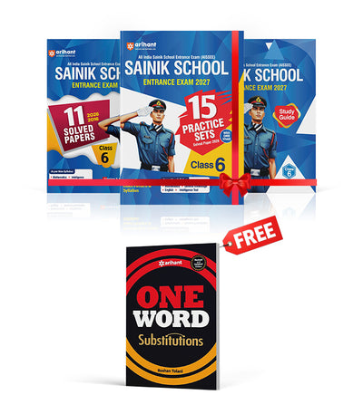 Combo of AISSEE SainikSchool Class 6 Entrance Exam 2027 | Study Guide, 11 Solved Papers (2026- 2016) & 15 Practice Sets with Solved Paper 2026 | With Free One Word Substitutions | English Medium