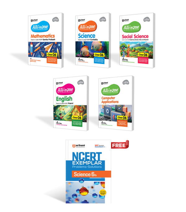 Combo of  All in one Class 6 Exam 2025-26 | Mathematics, Science, Social Science, English, Computer Applications| With Free NCERT Exemplar Science Class 6