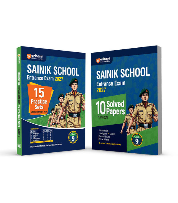 Combo of AISSEE Sainik School Class 9 Entrance Exam 2027 | 15 Practice Sets with Solved Paper 2026 & 10 Solved Papers (2026- 2017) | English Medium