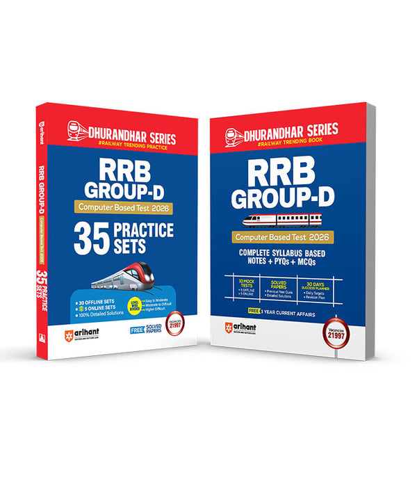 Combo of RRB Group-D (Level-1) Computer Based Test 2026 | 35 Practice Sets (30 Offline + 5 Online) & Study Guide | English Medium