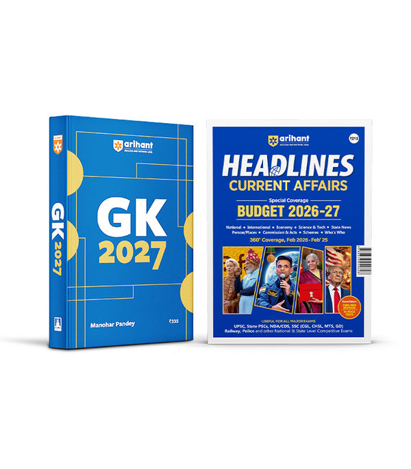 Combo of General Knowledge 2027 (Samanya Gyan 2027) By Manohar Pandey & Headlines Current Affairs 2026 | English Medium