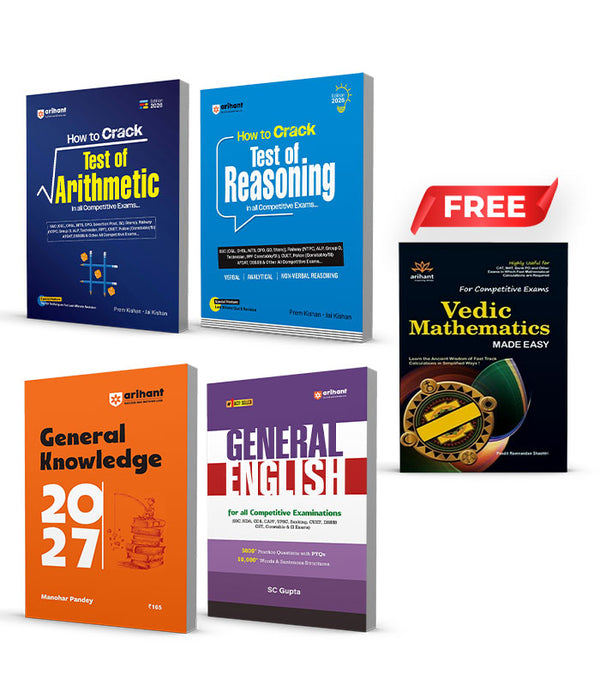 Combo of How to Crack Test of Arithmetic & How to Crack Test of Reasoning | Verbal, Analytical & Non-Verbal Reasoning & General Knowledge 2027 & General English | English Medium