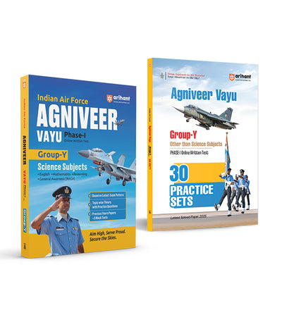Combo of Indian Air Force Agniveer Vayu (Phase 1) Online Exam 2026 | Group Y Science (English, Mathematics, Reasoning, General Awareness) & Group Y Other Than Science 30 Practice Sets | English Medium