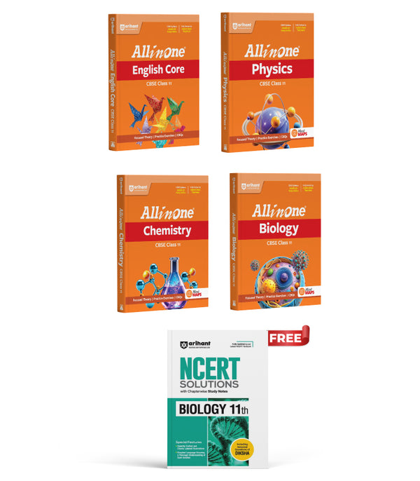 Combo of CBSE All in One Class 11th Exam  2026-2027 | English Core , Physics, Chemistry & Biology | With Free NCERT Solutions- Biology for Class 11th @275