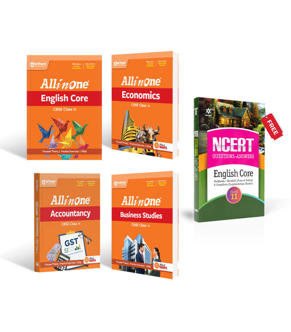 Combo of CBSE All in One Class 11th Exam  2026-2027 | English Core, Economics, Accountancy, Business Studies | With Free NCERT Solutions- English for Class 11th @90
