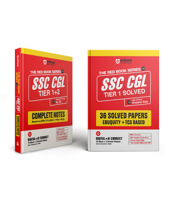 Combo of SSC CGL (Tier 1) Exam 2026 | Complete Notes  & 36 Solved Papers (Eduquity + TCS Based) | English Medium