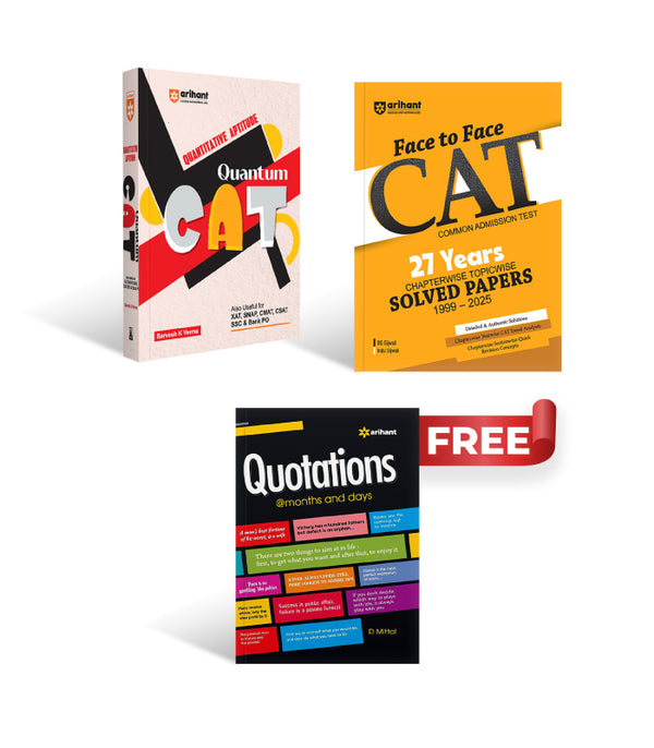 Combo of Quantum CAT (Quantitative Aptitude) & Face to Face CAT 27 Years Chapterwise Topicwise Solved Papers (1999–2025) | With Free Quotations @Months & Days @150